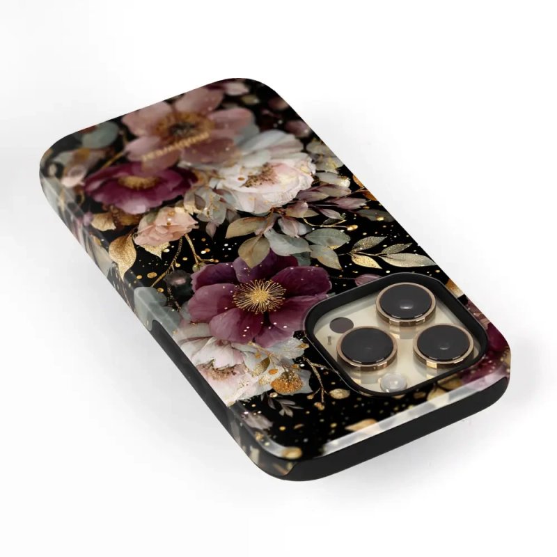 Odolný kryt na mobil Samsung Galaxy S26 - Mobiwear Elite Pro E169E, zlatavé kvítky