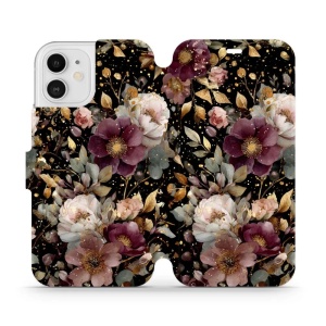 Flipové pouzdro Mobiwear - Apple iPhone 12 - V169S Zlatavé kvítky
