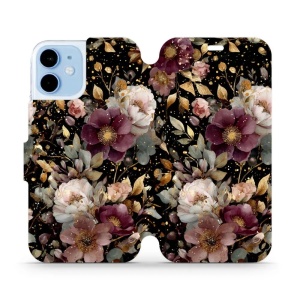 Flipové pouzdro Mobiwear - Apple iPhone 12 mini - V169S Zlatavé kvítky