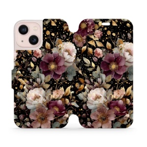 Flipové pouzdro Mobiwear - Apple iPhone 13 mini - V169S Zlatavé kvítky