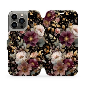 Flipové pouzdro Mobiwear - Apple iPhone 13 Pro - V169S Zlatavé kvítky