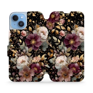 Flipové pouzdro Mobiwear - Apple iPhone 14 - V169S Zlatavé kvítky