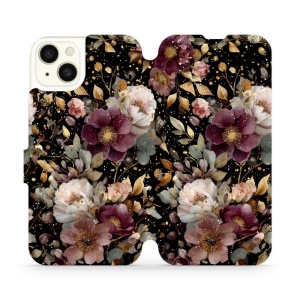 Flipové pouzdro Mobiwear - Apple iPhone 15 Plus - V169S Zlatavé kvítky