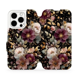 Flipové pouzdro Mobiwear - Apple iPhone 15 Pro - V169S Zlatavé kvítky