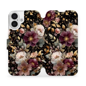 Flipové pouzdro Mobiwear - Apple iPhone 16 - V169S Zlatavé kvítky