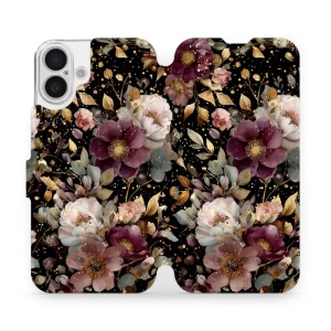 Flipové pouzdro Mobiwear - Apple iPhone 16 Plus - V169S Zlatavé kvítky