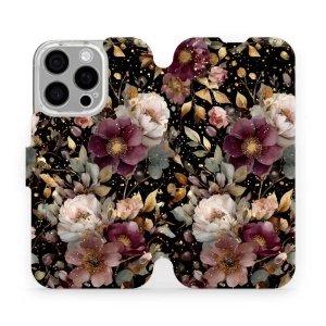 Flipové pouzdro Mobiwear - Apple iPhone 16 Pro - V169S Zlatavé kvítky