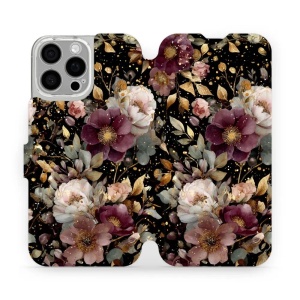 Flipové pouzdro Mobiwear - Apple iPhone 16 Pro Max - V169S Zlatavé kvítky