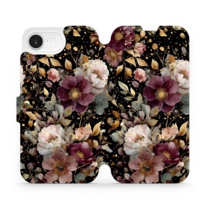 Flipové pouzdro Mobiwear - Apple iPhone 16e / iPhone 17e - V169S Zlatavé kvítky