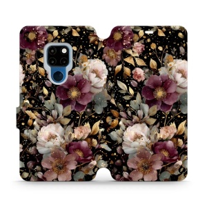 Flipové pouzdro Mobiwear - Huawei Mate 20 - V169S Zlatavé kvítky