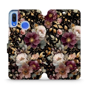 Flipové pouzdro Mobiwear - Huawei Nova 3 - V169S Zlatavé kvítky
