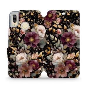 Flipové pouzdro Mobiwear - Huawei P20 Lite - V169S Zlatavé kvítky
