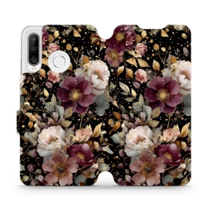Flipové pouzdro Mobiwear - Huawei P30 Lite - V169S Zlatavé kvítky