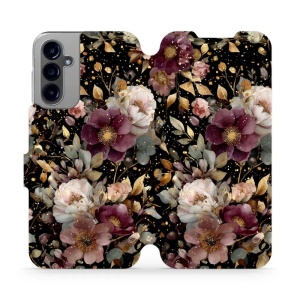 Flipové pouzdro Mobiwear - Samsung Galaxy A14 / A14 5G - V169S Zlatavé kvítky