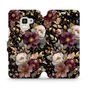 Flipové pouzdro Mobiwear - Samsung Galaxy J6 (2018) - V169S Zlatavé kvítky
