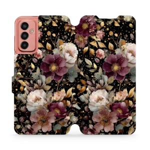 Flipové pouzdro Mobiwear - Samsung Galaxy M13 - V169S Zlatavé kvítky