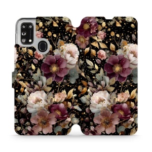Flipové pouzdro Mobiwear - Samsung Galaxy M21 - V169S Zlatavé kvítky