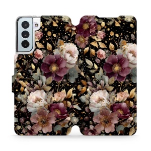 Flipové pouzdro Mobiwear - Samsung Galaxy S21 Plus - V169S Zlatavé kvítky