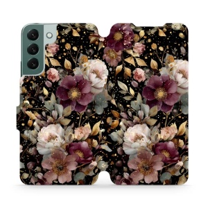 Flipové pouzdro Mobiwear - Samsung Galaxy S22 Plus - V169S Zlatavé kvítky