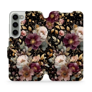 Flipové pouzdro Mobiwear - Samsung Galaxy S23 - V169S Zlatavé kvítky
