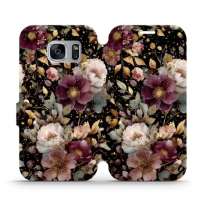 Flipové pouzdro Mobiwear - Samsung Galaxy S7 Edge - V169S Zlatavé kvítky