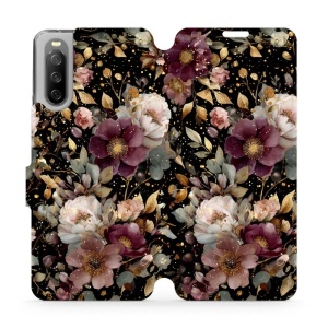 Flipové pouzdro Mobiwear - Sony Xperia 10 III - V169S Zlatavé kvítky
