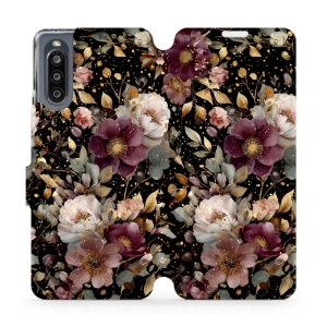 Flipové pouzdro Mobiwear - Sony Xperia 10 IV - V169S Zlatavé kvítky