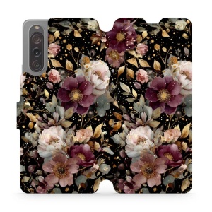 Flipové pouzdro Mobiwear - Sony Xperia 10 V - V169S Zlatavé kvítky