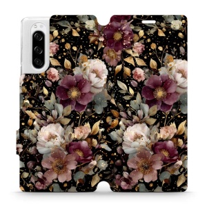 Flipové pouzdro Mobiwear - Sony Xperia 5 - V169S Zlatavé kvítky