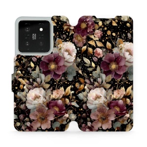 Flipové pouzdro Mobiwear - Xiaomi 14 - V169S Zlatavé kvítky