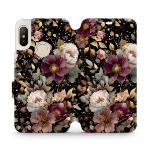 Flipové pouzdro Mobiwear - Xiaomi Mi A2 Lite - V169S Zlatavé kvítky