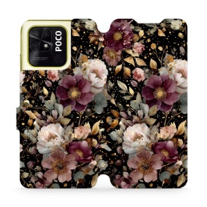 Flipové pouzdro Mobiwear - Xiaomi POCO C40 - V169S Zlatavé kvítky