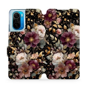 Flipové pouzdro Mobiwear - Xiaomi Poco F3 / Xiaomi Mi 11i - V169S Zlatavé kvítky