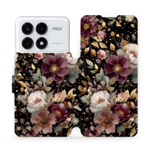 Flipové pouzdro Mobiwear - Xiaomi POCO F6 Pro - V169S Zlatavé kvítky