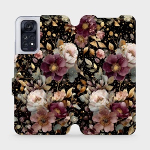 Flipové pouzdro Mobiwear - Xiaomi POCO M4 Pro 5G / Xiaomi Redmi Note 11S 5G - V169S Zlatavé kvítky