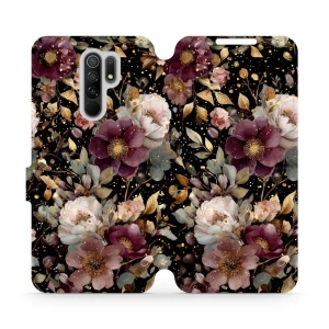 Flipové pouzdro Mobiwear - Xiaomi Redmi 9 - V169S Zlatavé kvítky