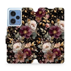 Flipové pouzdro Mobiwear - Xiaomi Redmi Note 12 Pro Plus 5G - V169S Zlatavé kvítky