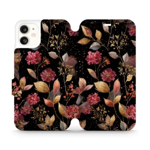 Flipové pouzdro Mobiwear - Apple iPhone 11 - V171S Zlatavé lístky a květy