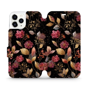 Flipové pouzdro Mobiwear - Apple iPhone 11 Pro - V171S Zlatavé lístky a květy