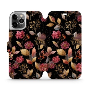 Flipové pouzdro Mobiwear - Apple iPhone 12 Pro - V171S Zlatavé lístky a květy