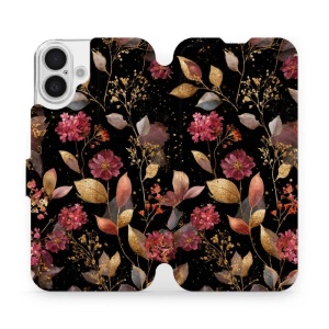 Flipové pouzdro Mobiwear - Apple iPhone 16 Plus - V171S Zlatavé lístky a květy - VÝPRODEJ