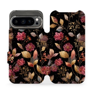 Flipové pouzdro Mobiwear - Google Pixel 9 Pro - V171S Zlatavé lístky a květy