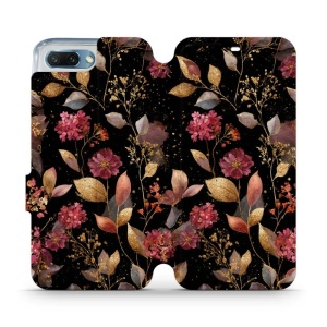 Flipové pouzdro Mobiwear - Honor 10 - V171S Zlatavé lístky a květy