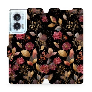 Flipové pouzdro Mobiwear - Motorola Edge 50 Fusion - V171S Zlatavé lístky a květy