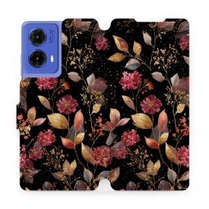 Flipové pouzdro Mobiwear - Motorola Moto G85 5G - V171S Zlatavé lístky a květy