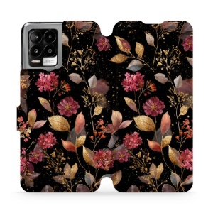 Flipové pouzdro Mobiwear - Realme 8 - V171S Zlatavé lístky a květy