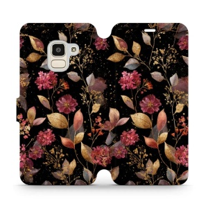 Flipové pouzdro Mobiwear - Samsung Galaxy J6 (2018) - V171S Zlatavé lístky a květy