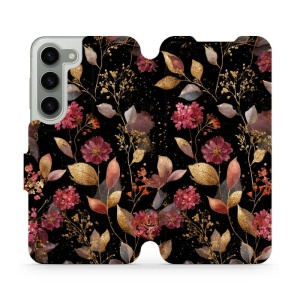 Flipové pouzdro Mobiwear - Samsung Galaxy S23 - V171S Zlatavé lístky a květy