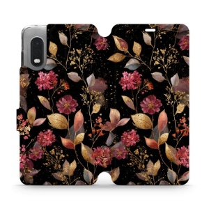 Flipové pouzdro Mobiwear - Samsung Galaxy Xcover PRO - V171S Zlatavé lístky a květy