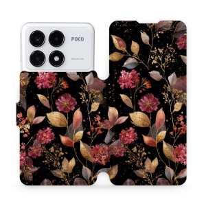 Flipové pouzdro Mobiwear - Xiaomi POCO F6 Pro - V171S Zlatavé lístky a květy